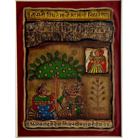 Pair Phad Painting Raw Colour on Cloth Traditional Rajasthani Art